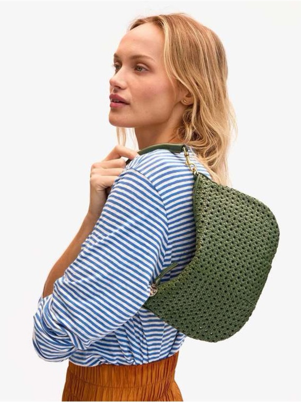 Clare V Petit Moyen Bag Army Rattan NWT